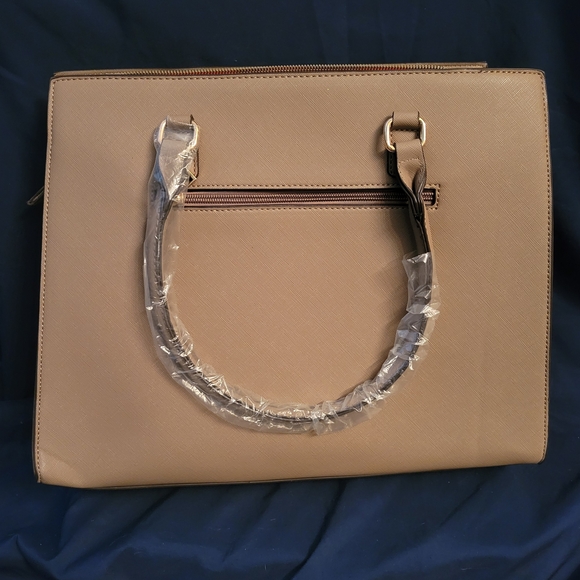 Grace Elizabeth Beige Handbag with Red and Black Stripe - Picture 2 of 3